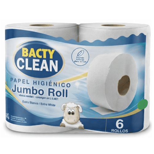 Jumbo Roll Bacty Clean Hoja Simple 6 Rollos x 400 Mts